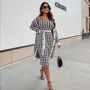 Zie Boutique Houndstooth Dress Sweater Set